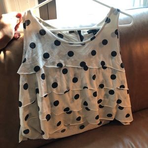Topshop cropped polka dot scallop top